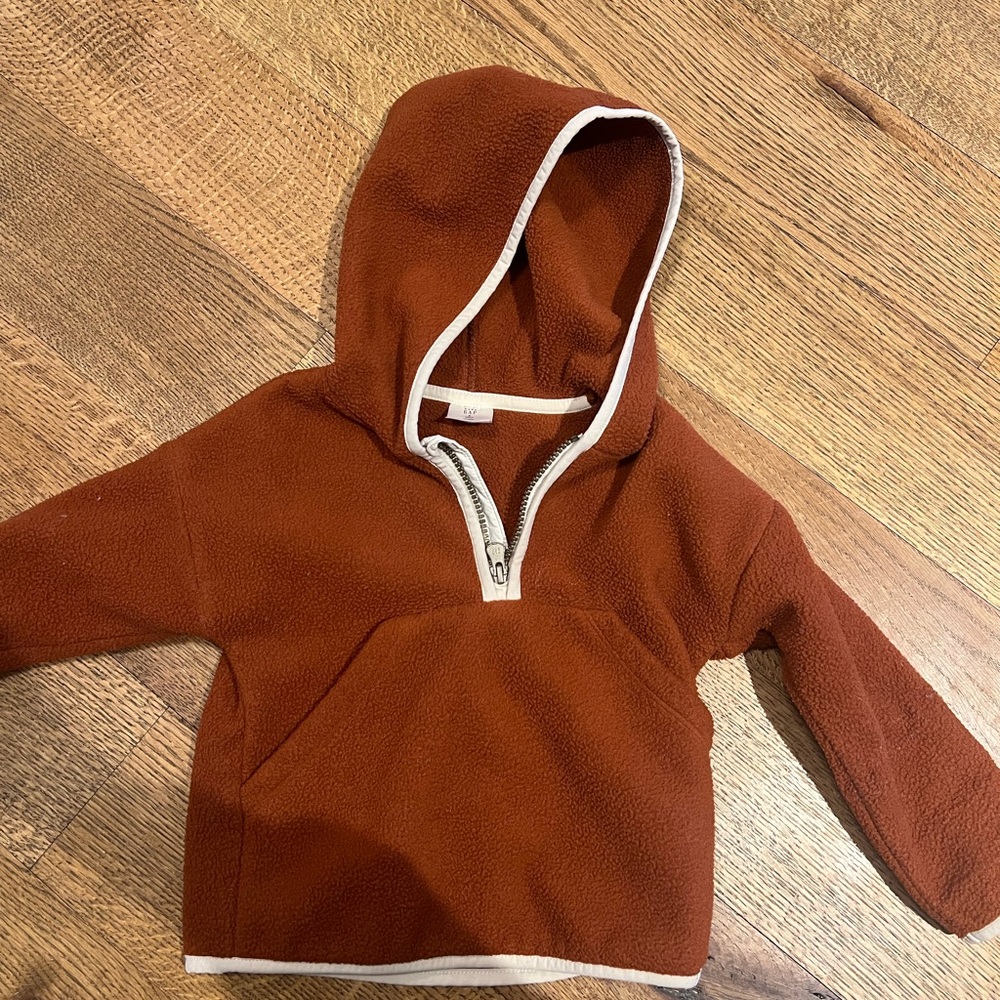 Kids Rust Brown Hooded Fleece Pullover